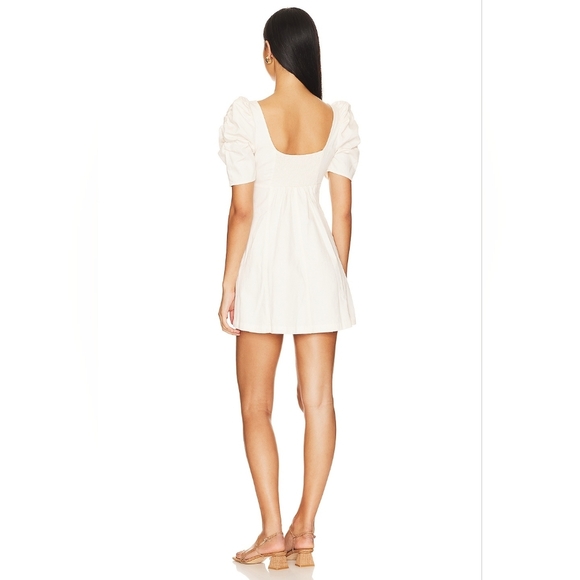 Free People Cheyenne Denim Mini Dress in Ivory Size Small - Picture 4 of 14